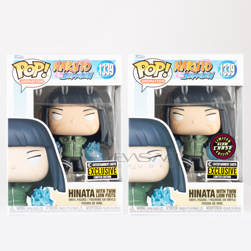 Hinata with Twin Lion Fists Naruto Funko POP! EE Exclusive Glow Chase Bundle