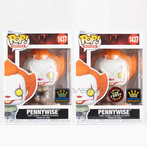 Pennywise Dancing IT Movie Funko POP! Specialty Series Glow Chase Bundle
