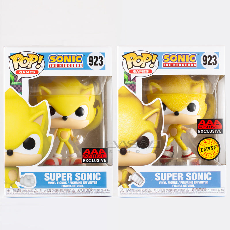 Super Sonic Sonic The Hedgehog Funko POP! AAA Anime Exlusive Chase Bundle