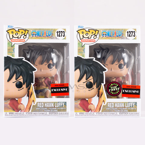 Red Hawk Luffy One Piece Funko POP! AAA Anime Exclusive Glow Chase Bundle